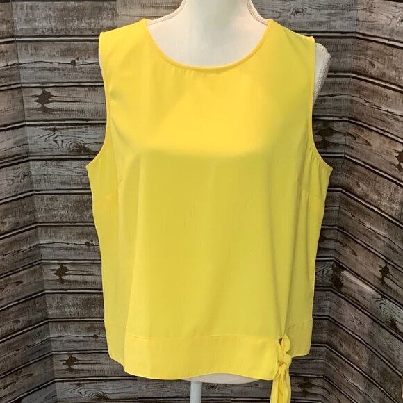 TALBOTS Bright Yellow Side Tie Sleeveless Top Blouse - Picture 2 of 5